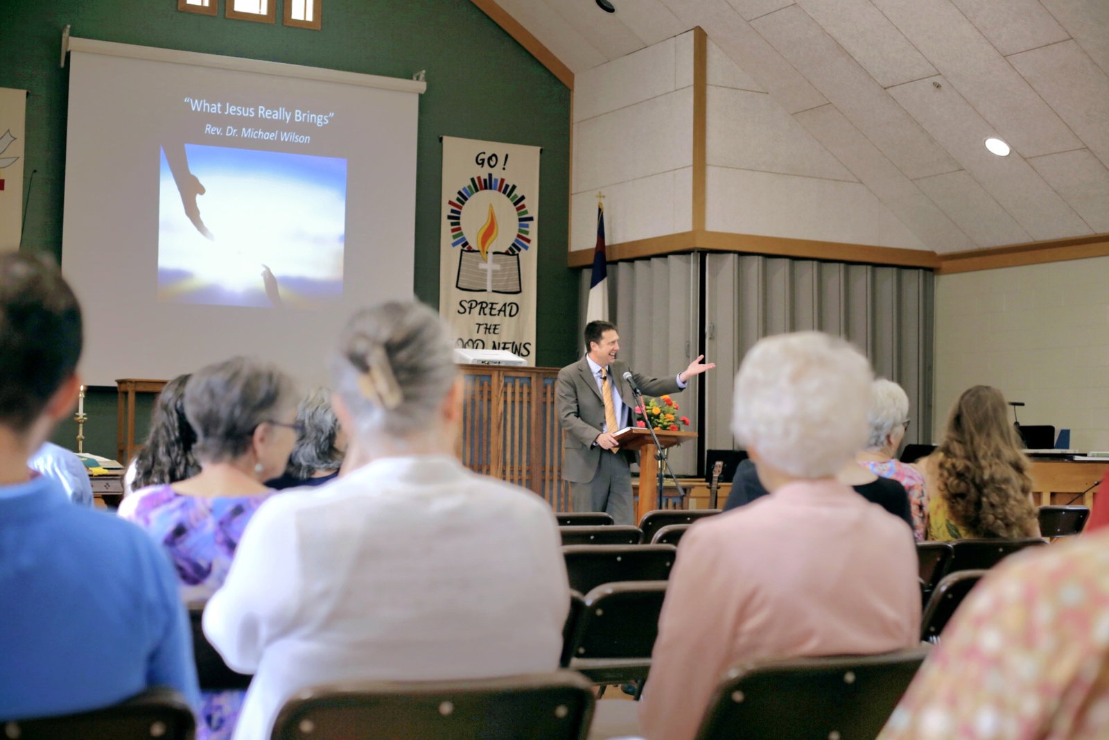 Members of the church community gathered together